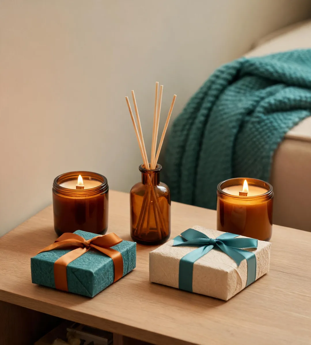Woodwick candle collection in a warm interior
