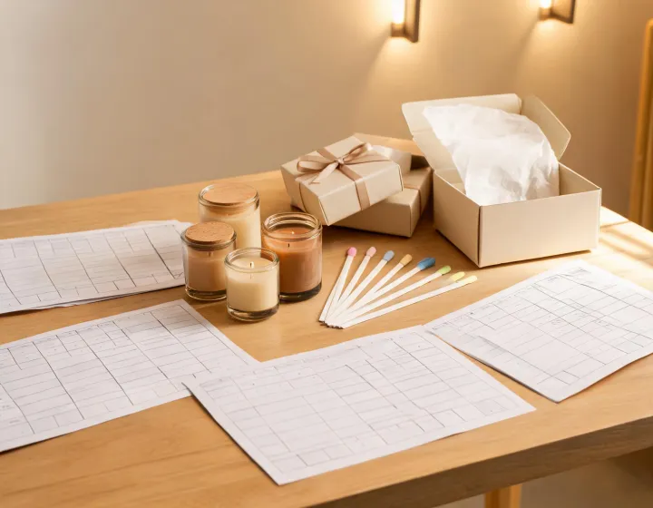 Woodwick fragrance service planning table